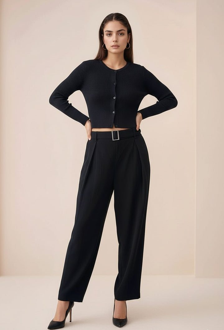 black-flat-knit-button-down-knit-top