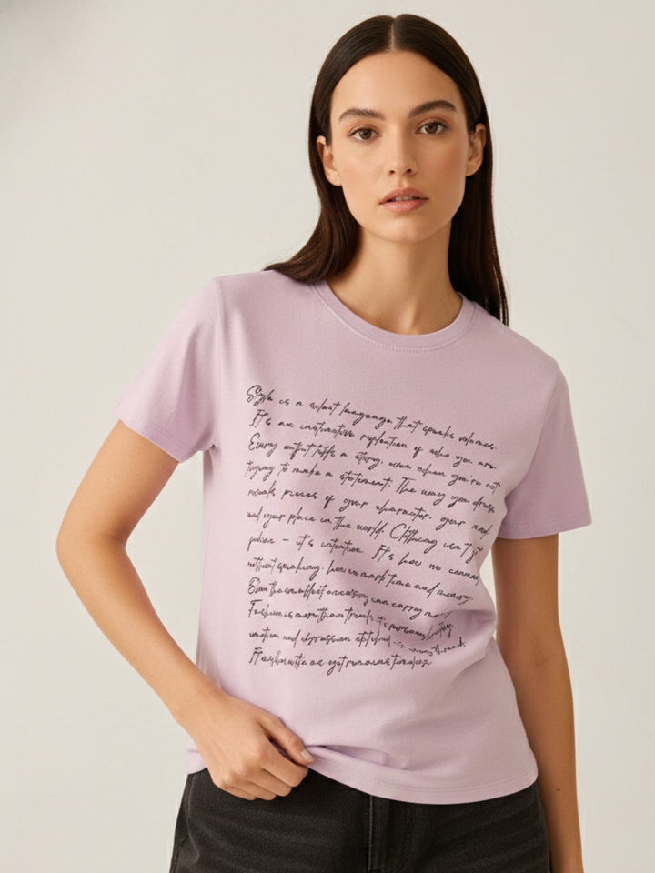 Lilac Regular Fit Graphic Tshirt