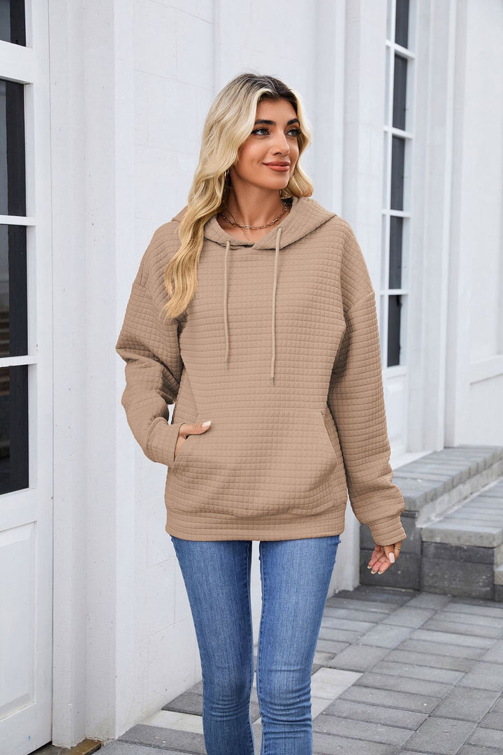 Beige Full Sleeves Solid Hoodie