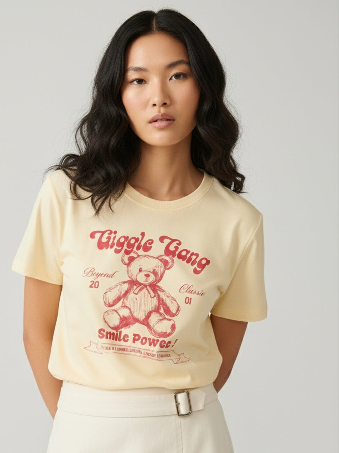 Beige Short Sleeves Crew Neck T-Shirt