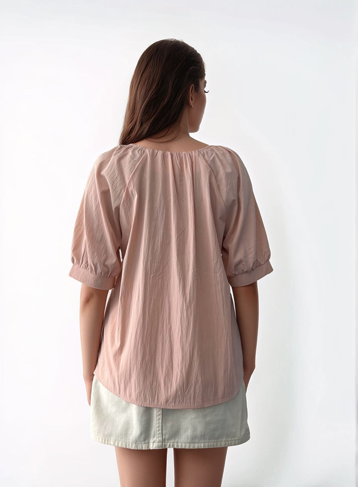 Pink Front Ruching Top