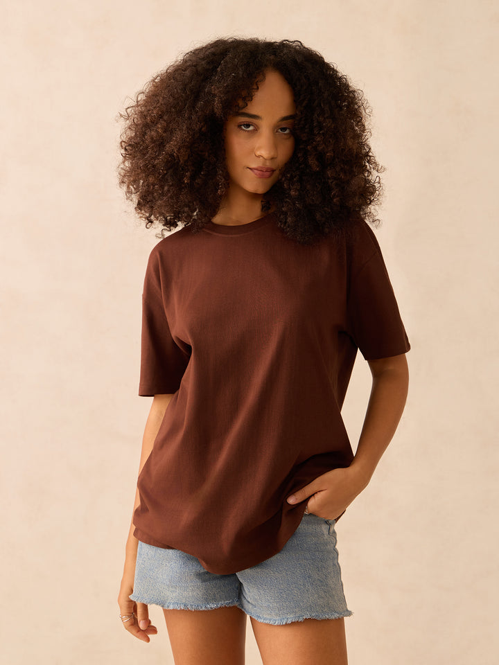 Brown Crew Neck Graphic T-Shirt