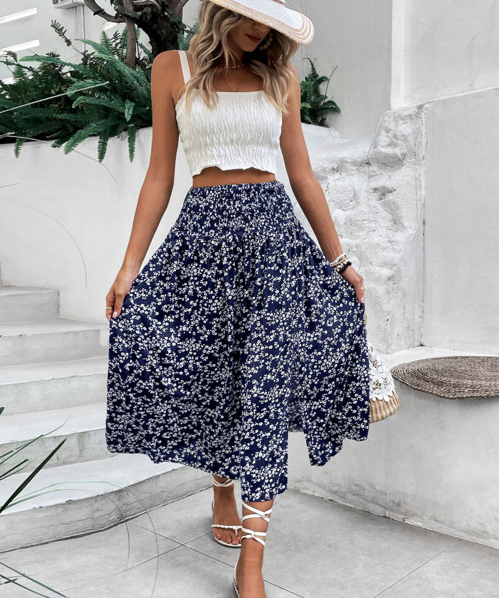 Black High Waist Side Slit Skirt