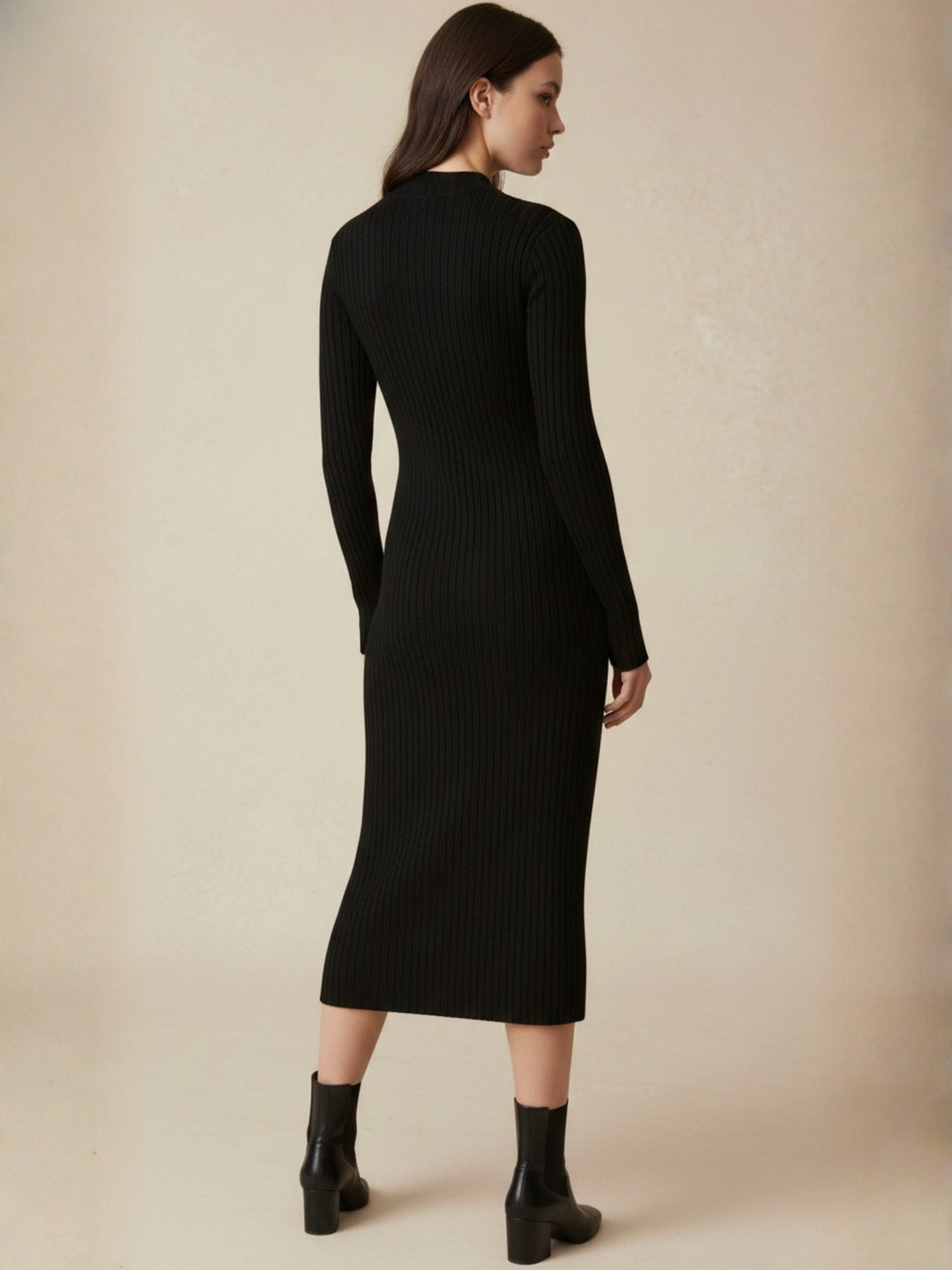 Black High Neck Sweater Dress