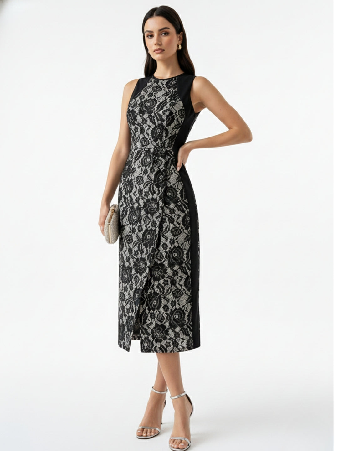 Black Sleeveless Textured Dress