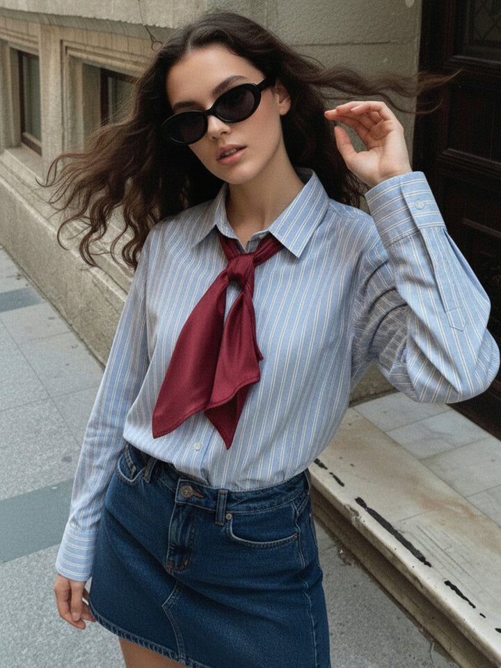 Blue Long Sleeve Stripe Shirt