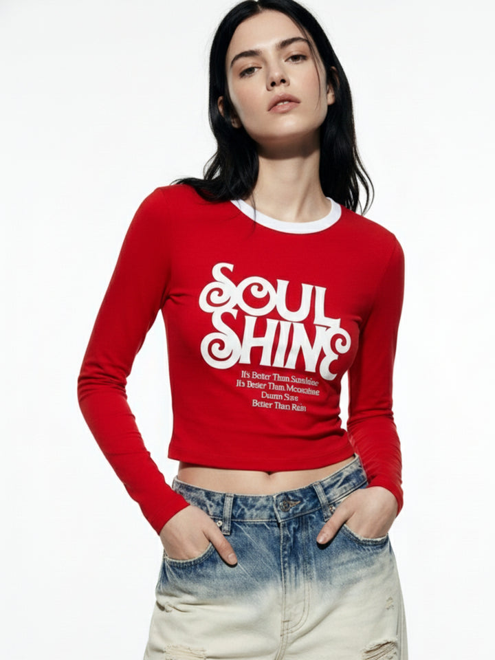 Red Fitted Graphic Printed T-Shirt