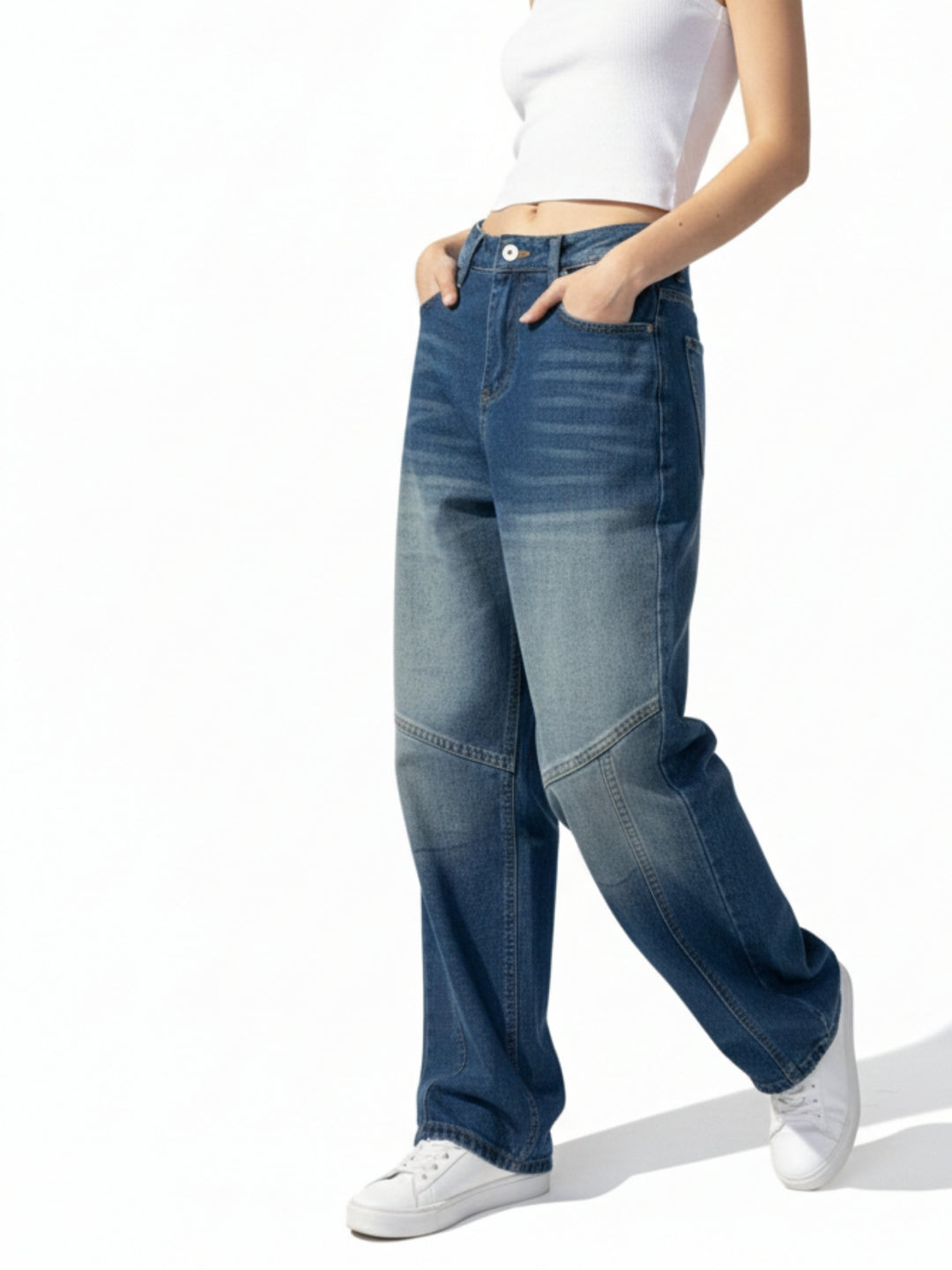 Light Blue High Waist Wide Leg Jeans