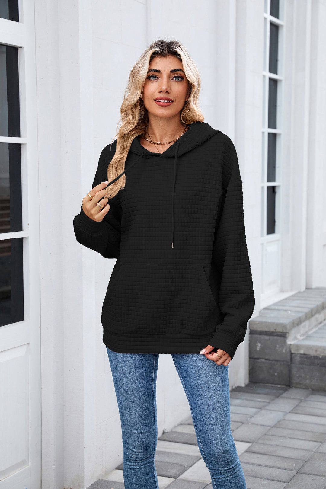 Black Full Sleeves Solid Hoodie