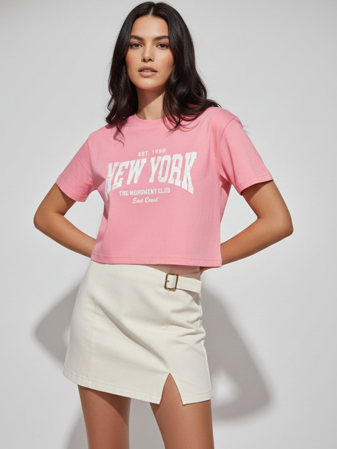 Pink Cropped Boxy Tshirt With Graphic