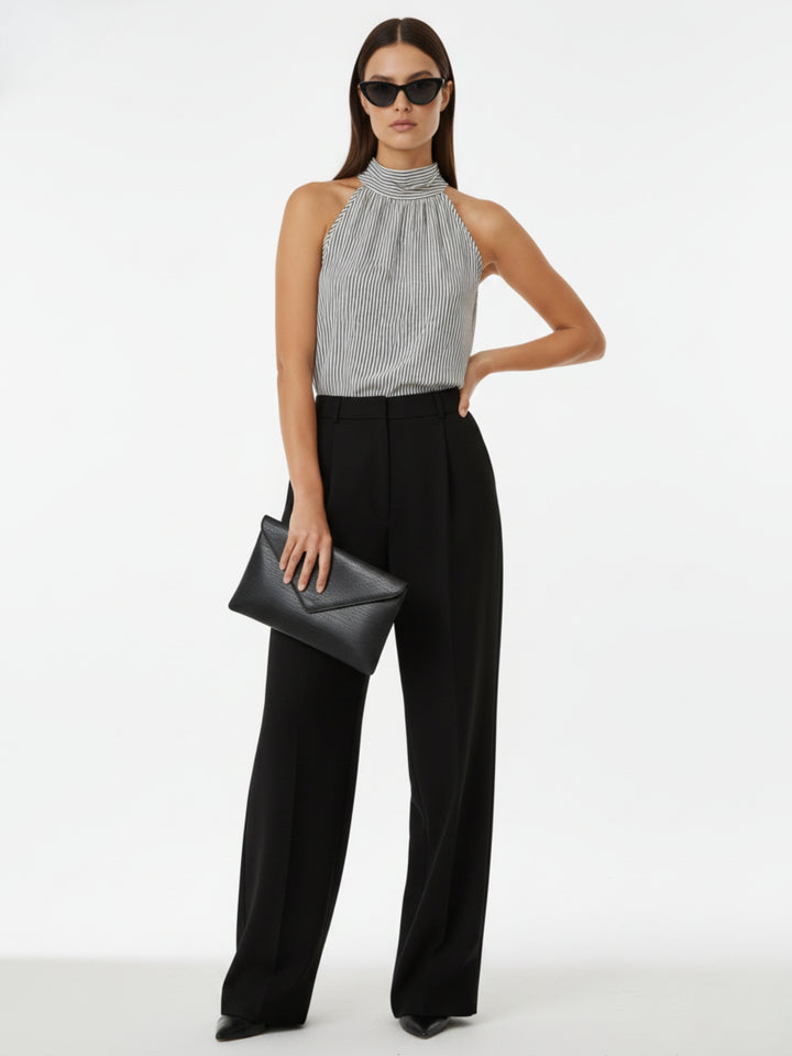 White Stripe Halter Neck Top