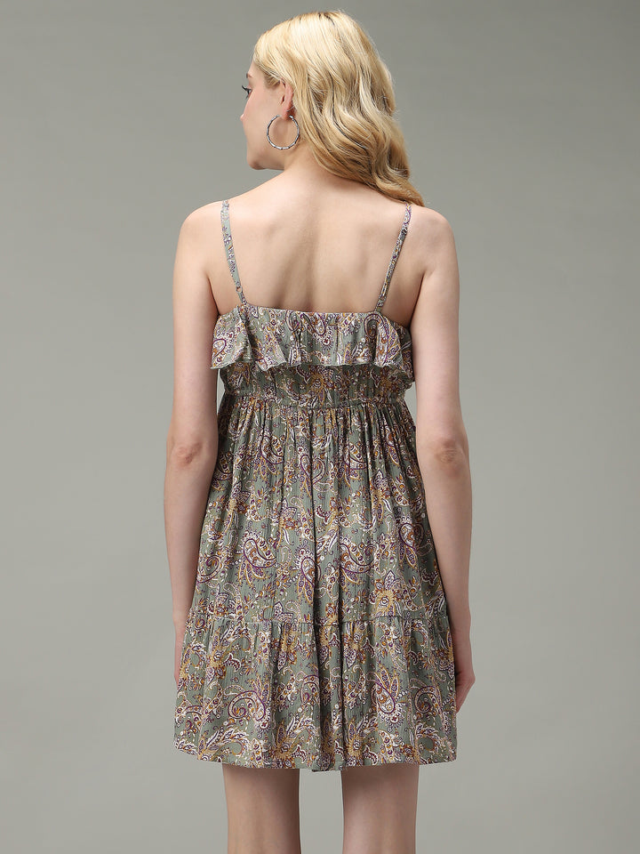 Green Noodle Stap Printed Dress