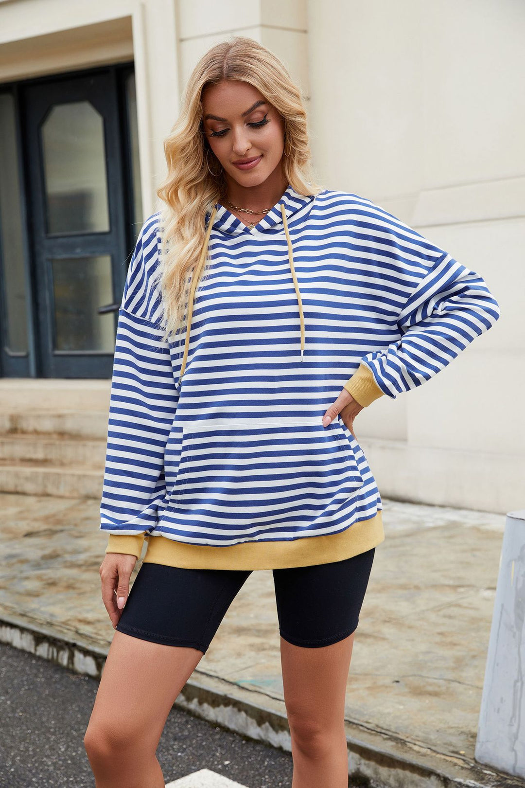 Blue Full Sleeve V Neck Top