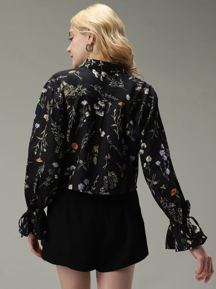 Black Printed Textured Shirt