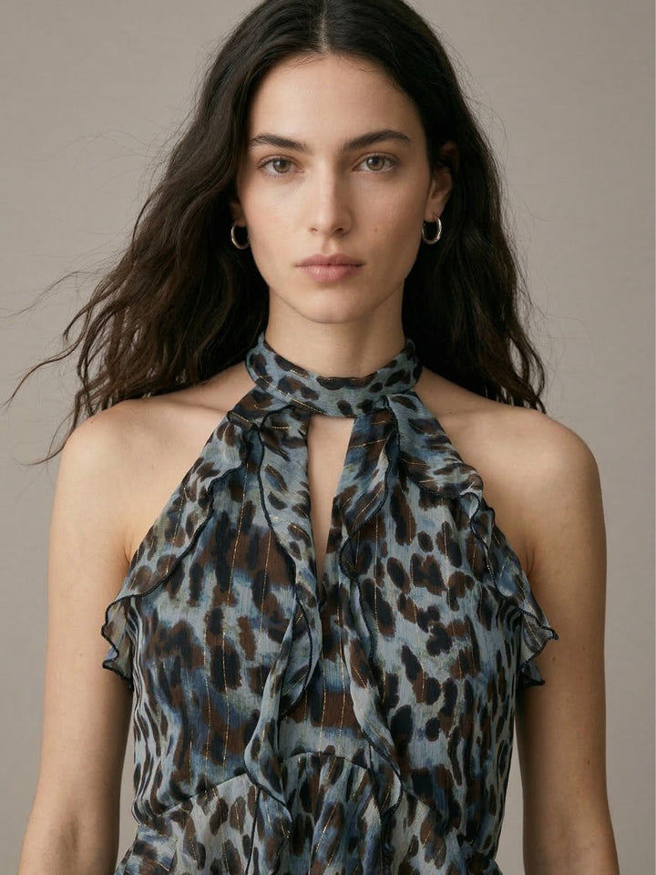 Multi Sleeveless Printed Halter Top