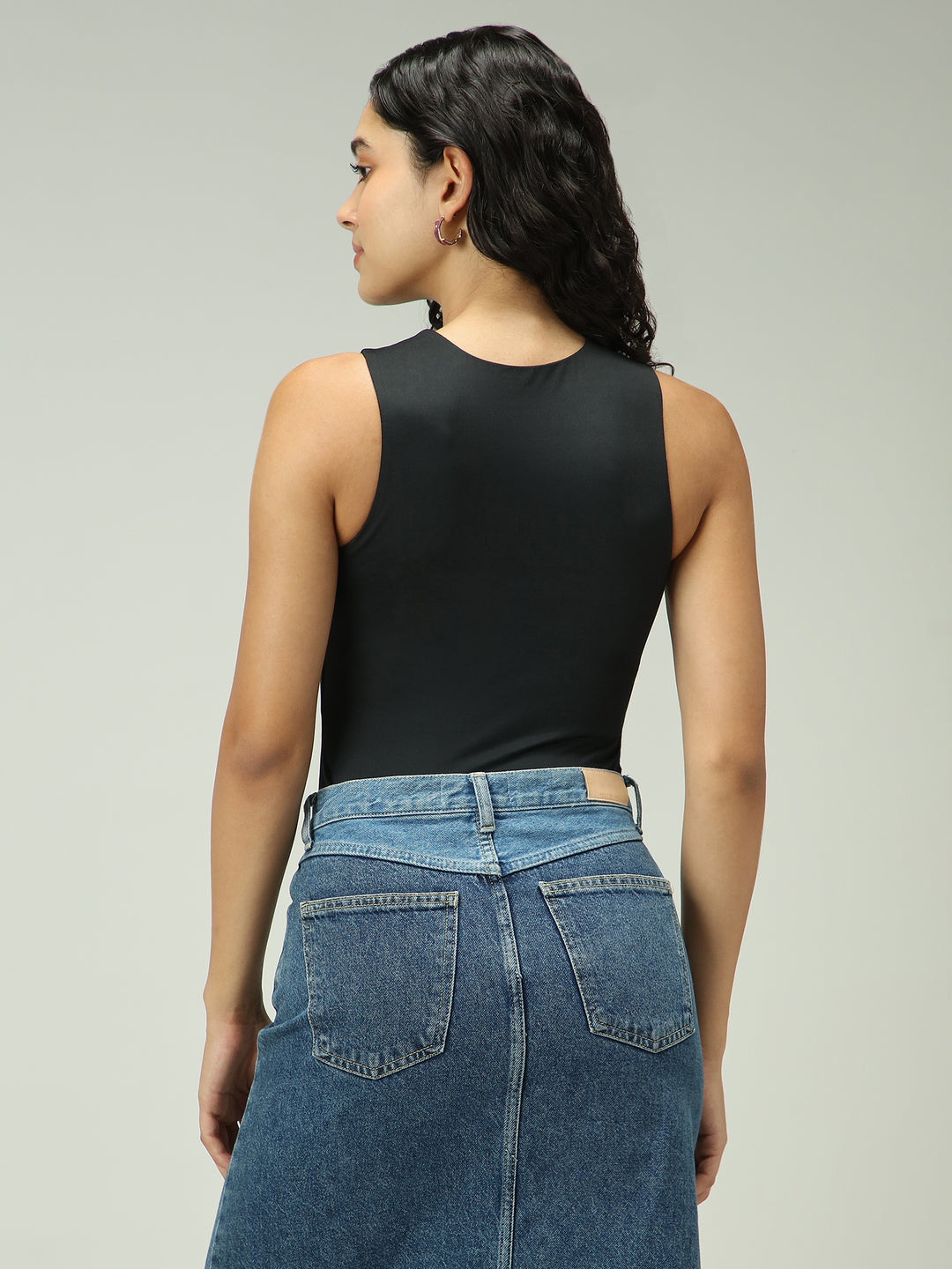 Black Basic Sleeveless Bodysuit