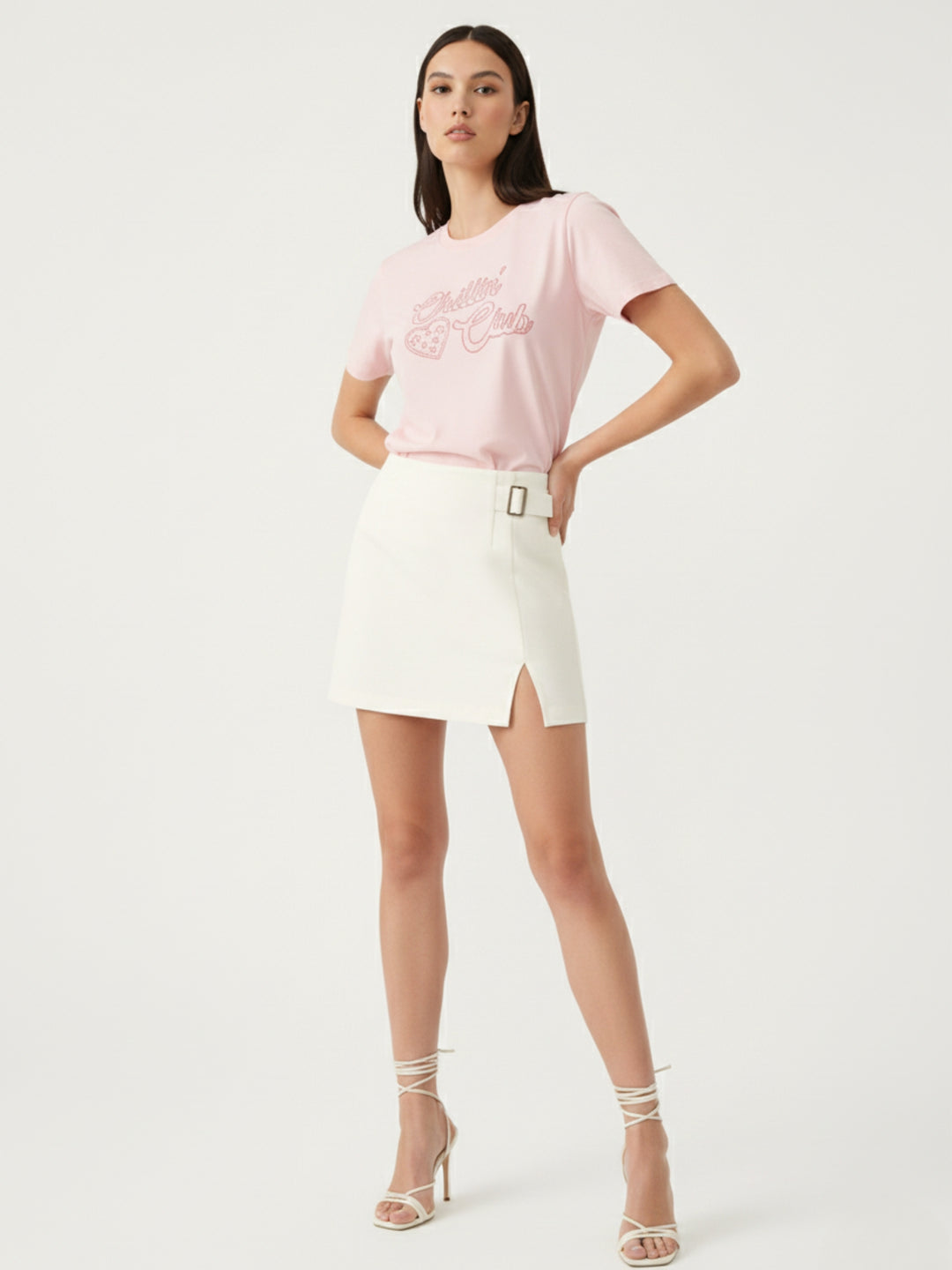 Pink Short Sleeves Crew Neck T-Shirt