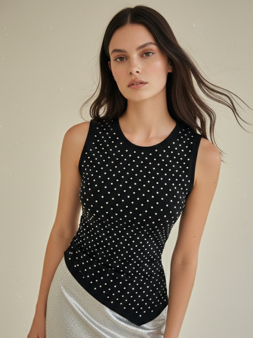 Black Asymmetric Embellished Top