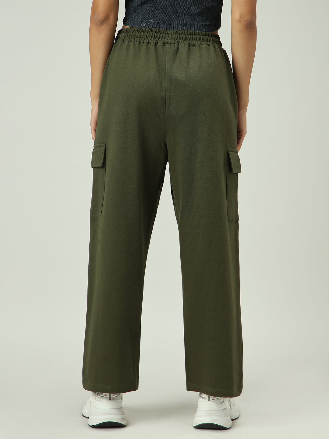 Olive Cargo Pocket Wide Leg Sweatpants