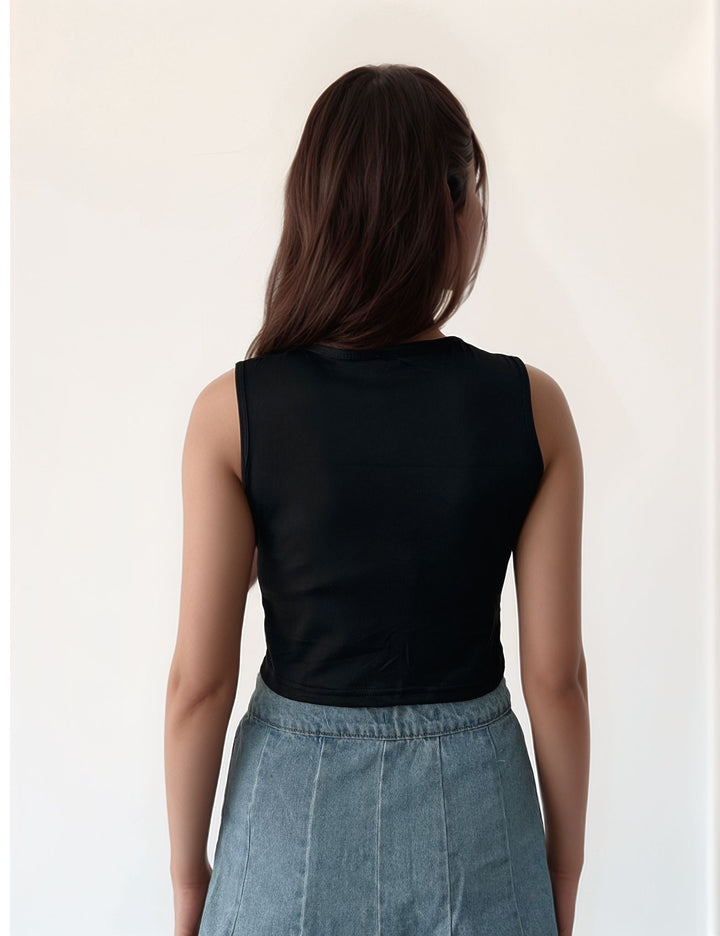 Black Basic Cropped Top
