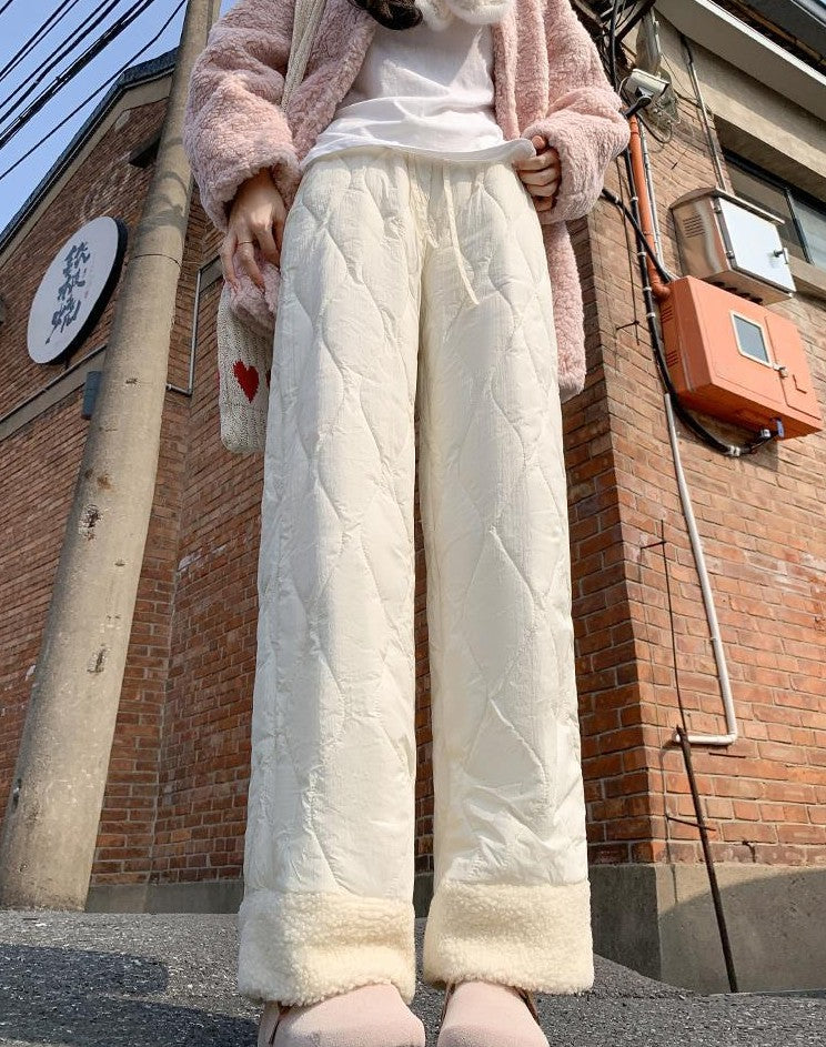Beige Quilted Fleece Jogger