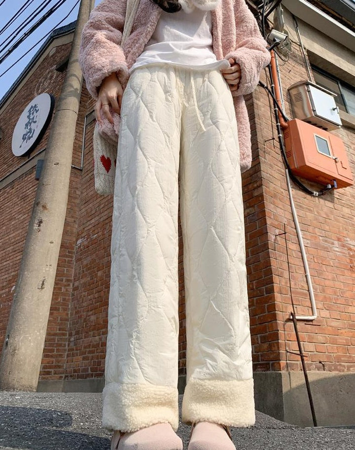 Beige Quilted Fleece Jogger