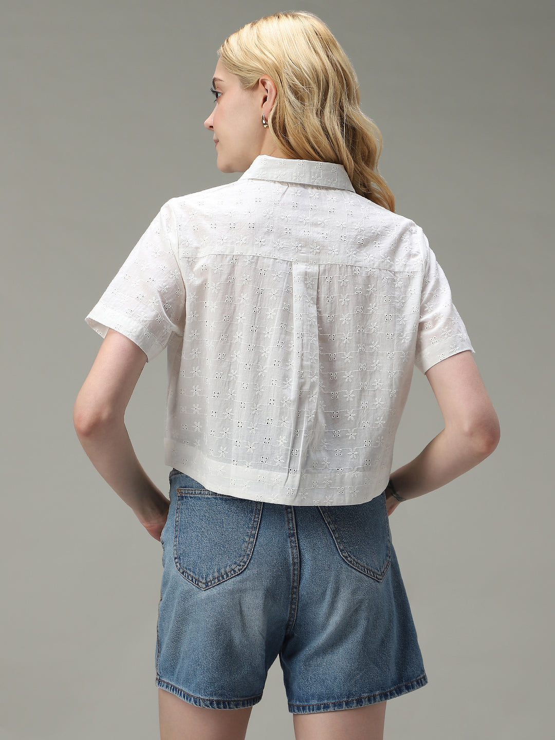 White Cropped Schifley Shirt