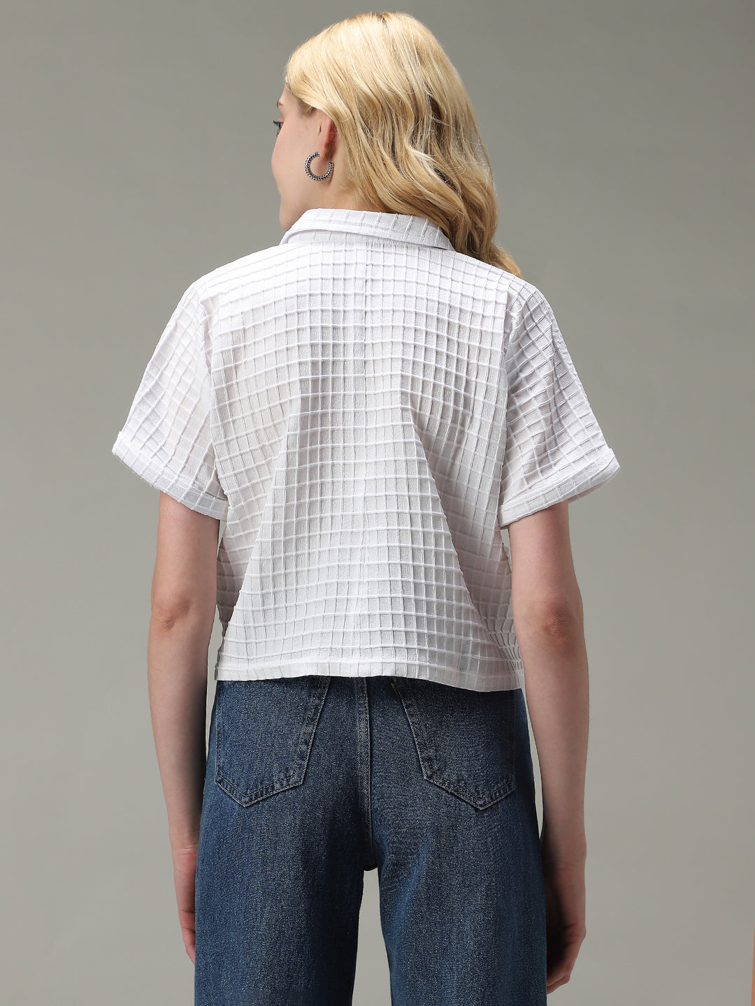 White Cropped Flowy Shirt
