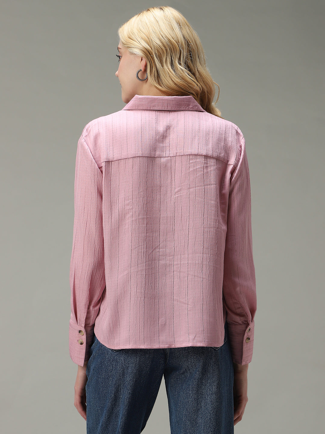 Pink Side Button Detailed Shirt