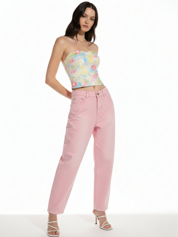 Multi Printed Sweetheart Tube Neckline