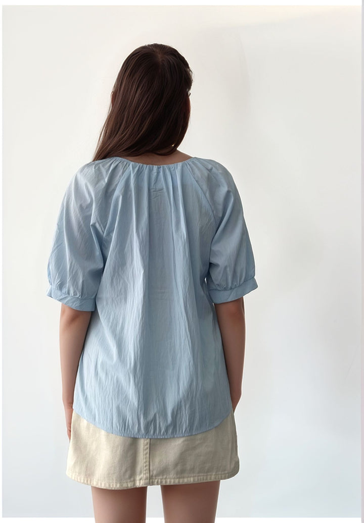 Blue Front Ruching Top