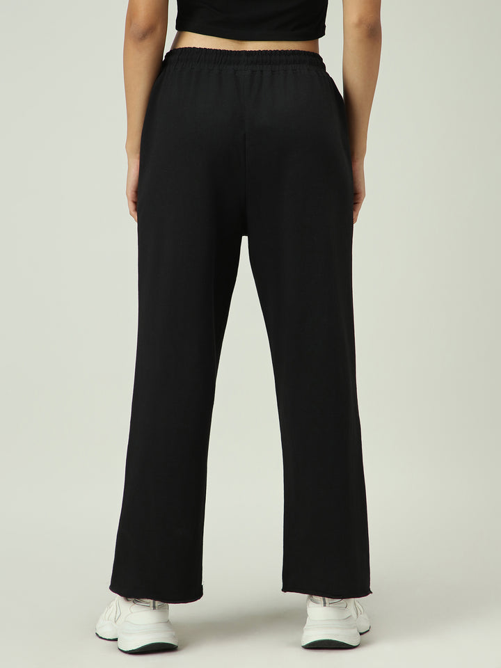 Black Patch Pocket Wide Leg Sweatpants