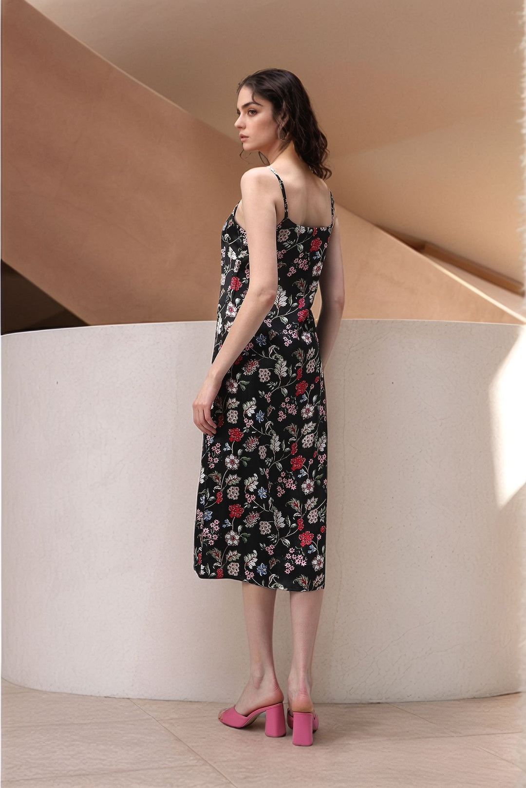 Multi Side Slit Satin Dress