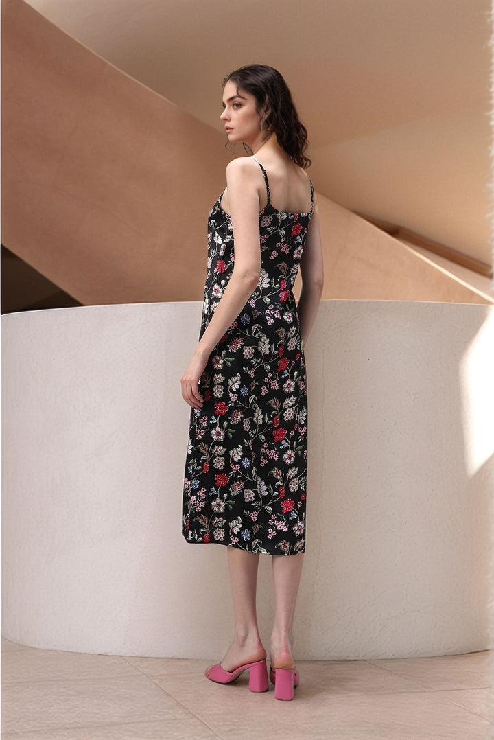 Multi Side Slit Satin Dress