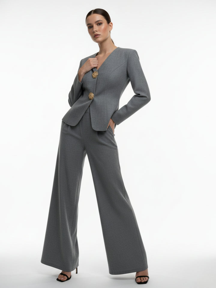 Grey Suit And Pant Co-Ord Set