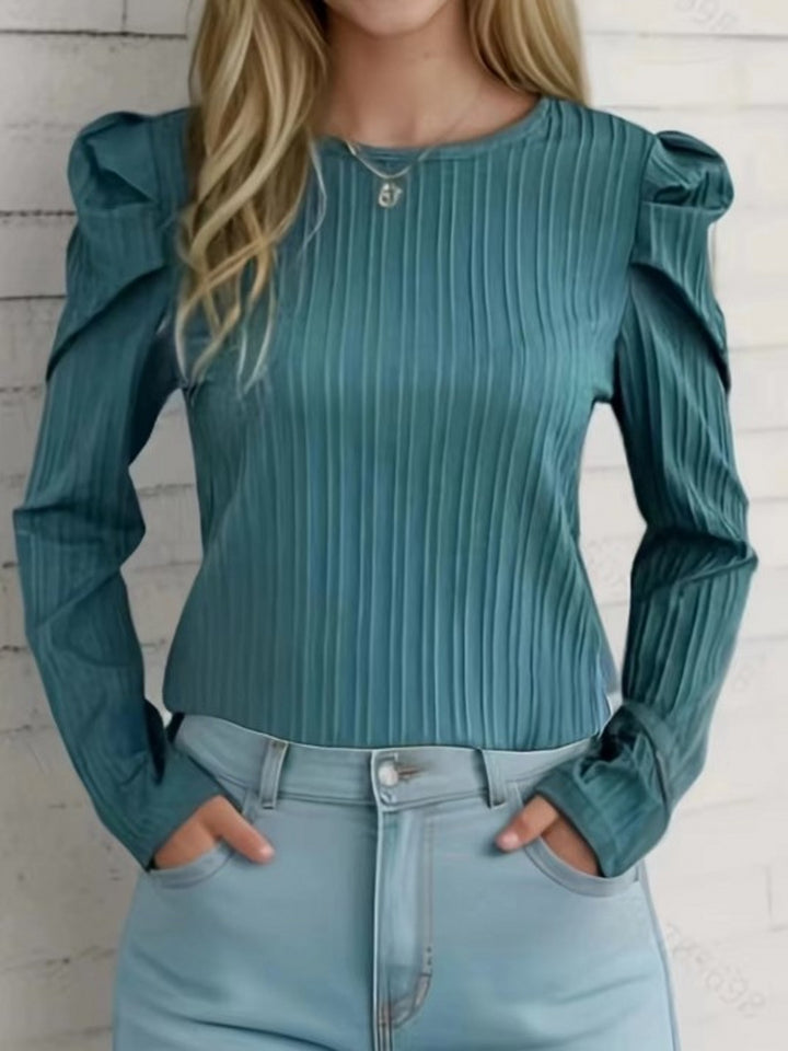 Olive Full Puff Sleeves Top