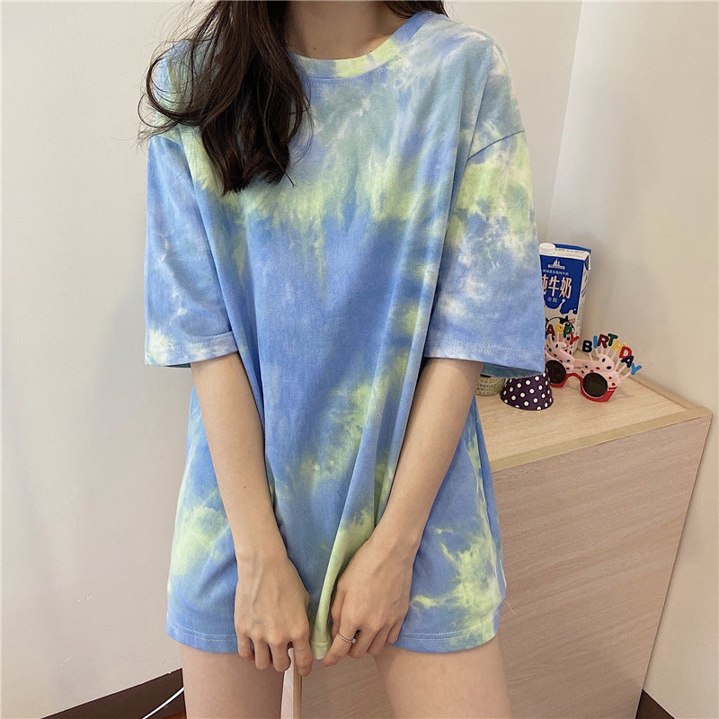 Blue Tie And Dye Oversized T-Shirt