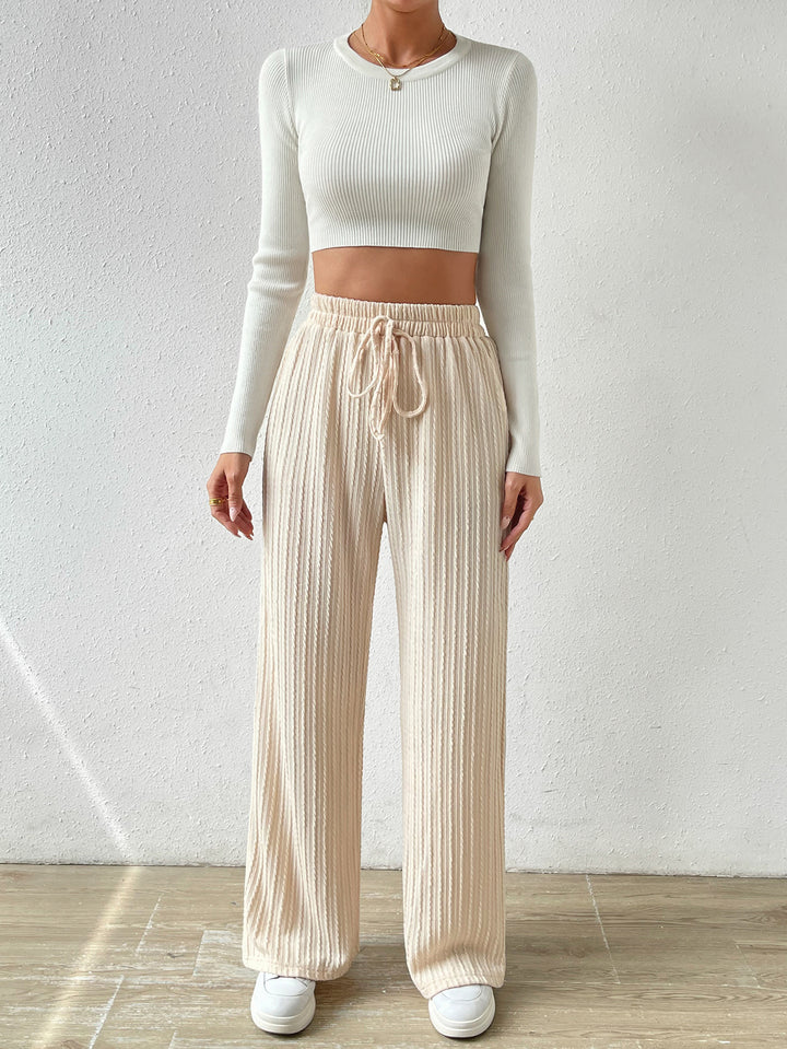 Cream Regular Fit Drawstring Joggers