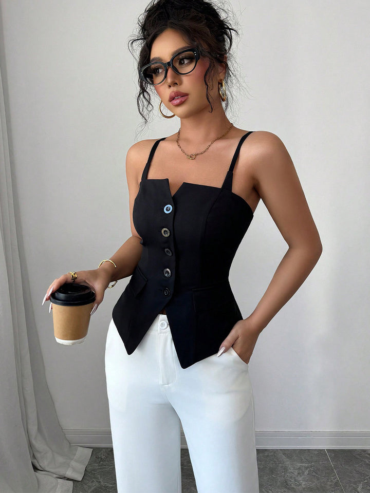 Black Strappy Vest Top