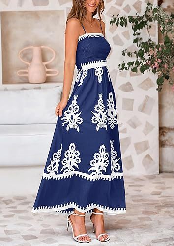 Navy Blue Strappy Contrast Coloured Printed Dress
