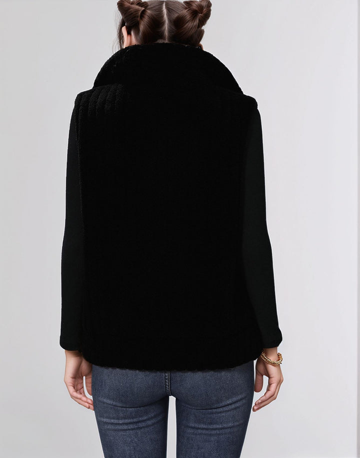 Black Sleeveless Zip Front  Jacket