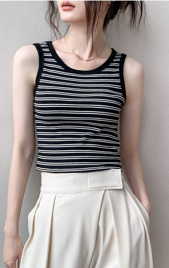 Black Stripe Vest Top