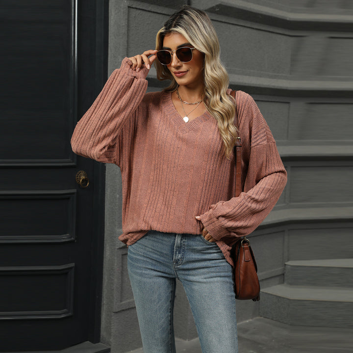 Mauve Bishop Sleeve Solid Relaxed Top