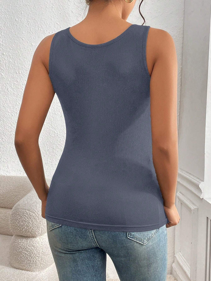 Grey Sleeveless Cut Out Tank Top