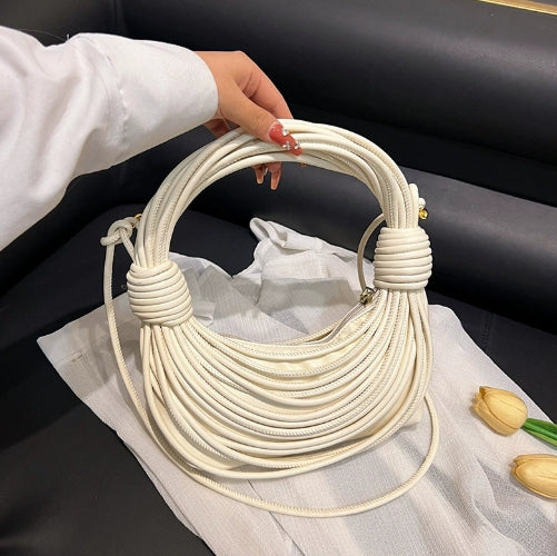 White Coiled Metallic Sculptural Clutch