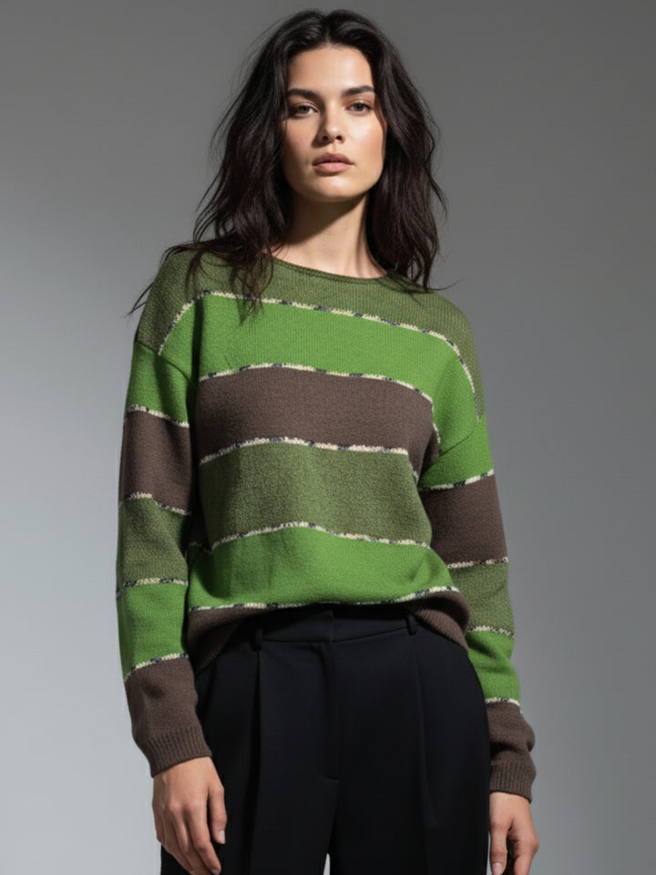 Green Glitter Detailed Drop Shoulder Sweater