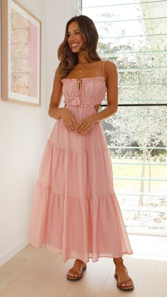 Pink Bustier Top Tiered Dress
