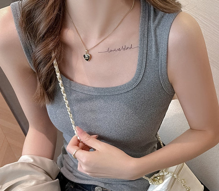 Grey Scoop Neck  Tank Top