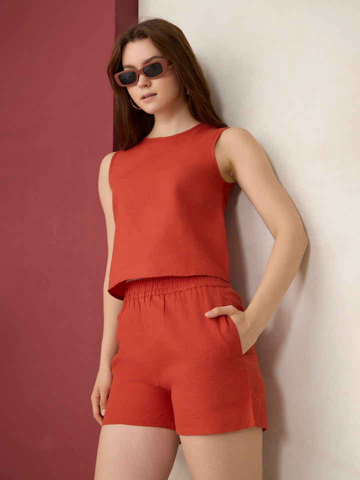 Orange Sleeveless Co-Ord Set