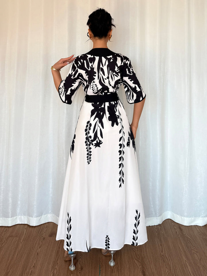 White Printed Wrap Dress